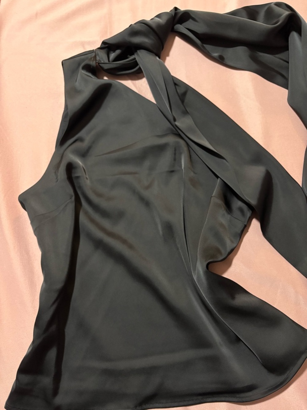 Dynamite Black Satin Halter Top with Neck Tie